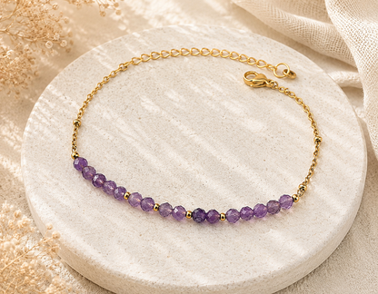 LENA - Bracelet doré, pierres naturelles