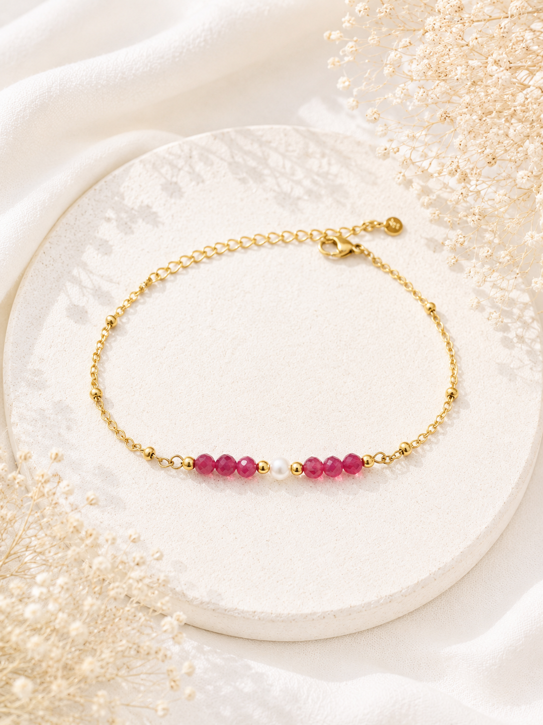 LILI - Golden bracelet, pearl and fine stones