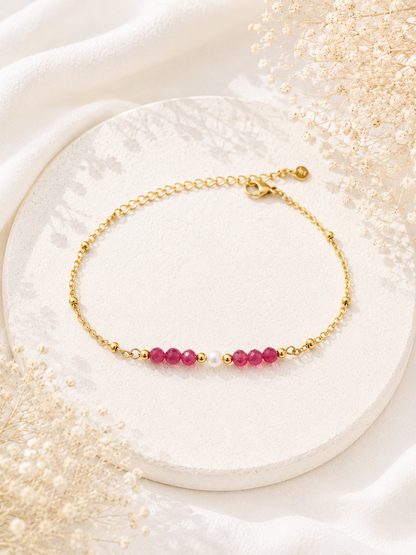 LILI - Golden bracelet, pearl and fine stones