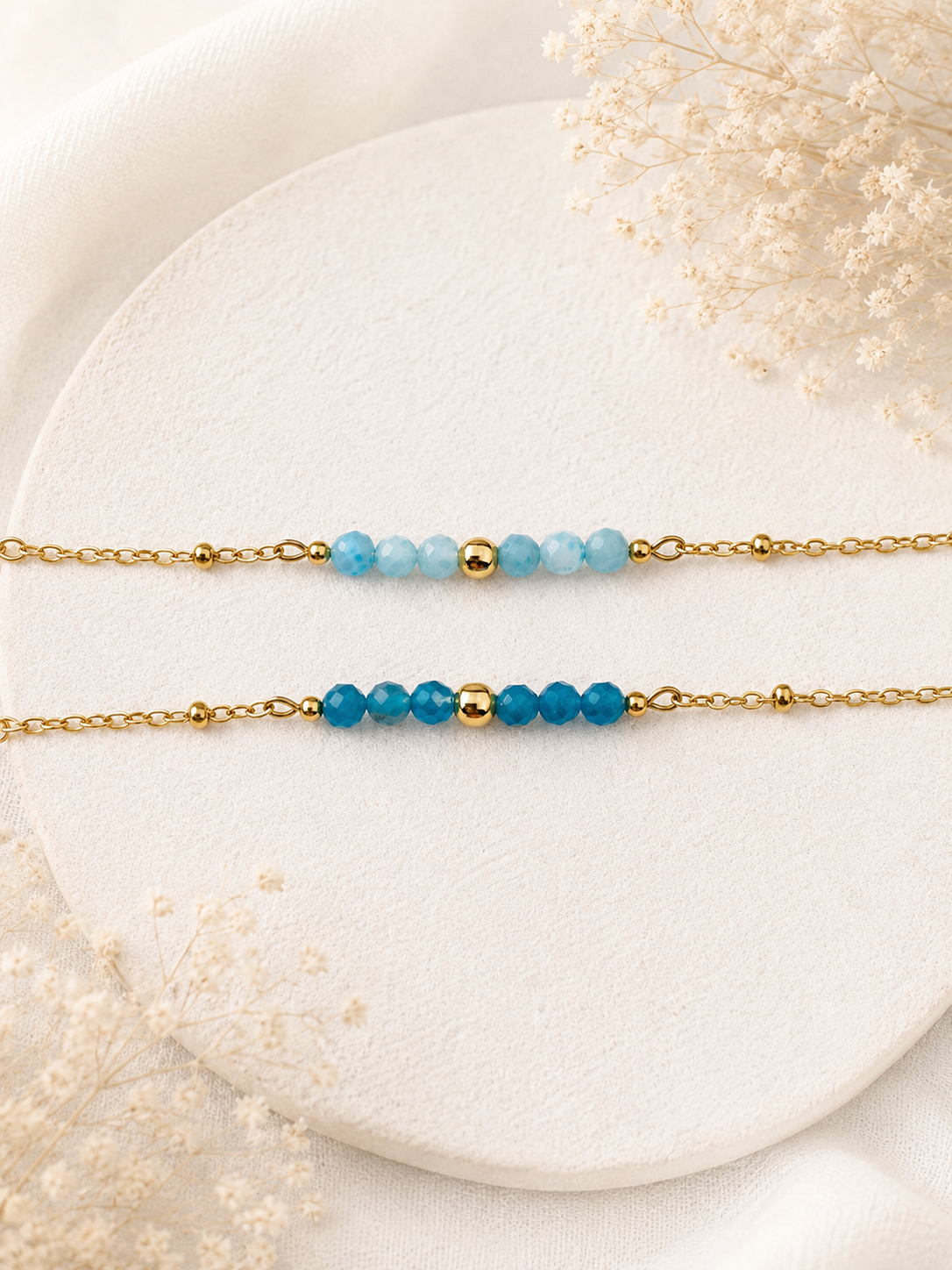 LYANNA - Bracelet doré, pierres naturelles