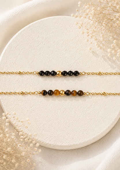 LYANNA - Bracelet doré, pierres naturelles