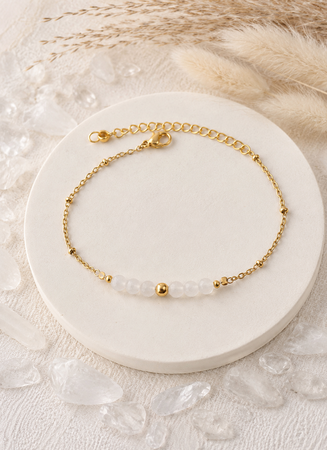 LYANNA - Bracelet doré, pierres naturelles
