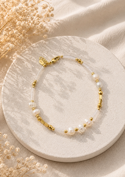 NAOMIE - Natural stone and freshwater pearl bracelet
