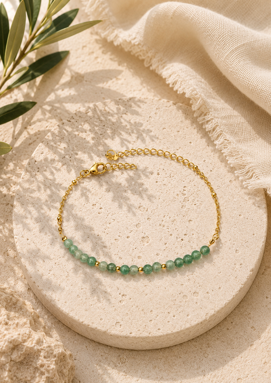 LENA - Bracelet doré, pierres naturelles