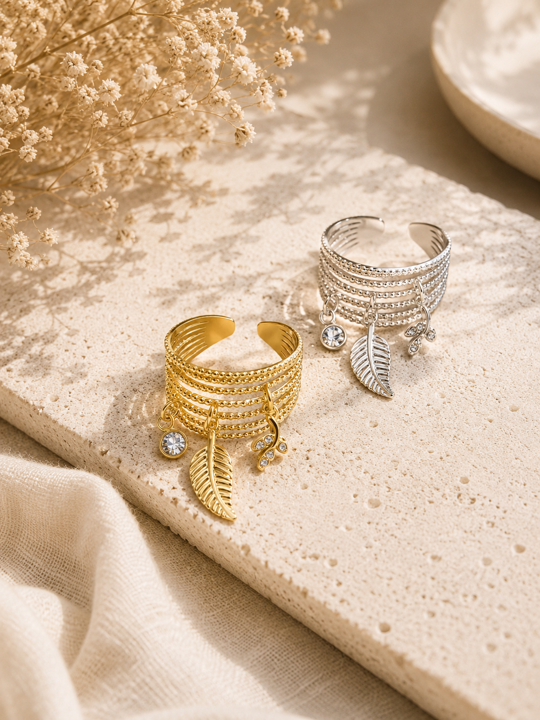 NATE - Bague avec 3 breloques