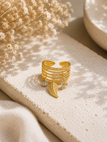 NATE - Bague avec 3 breloques