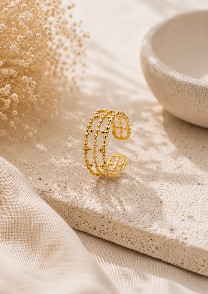 LOIS - Bague dorée aux formes géométriques