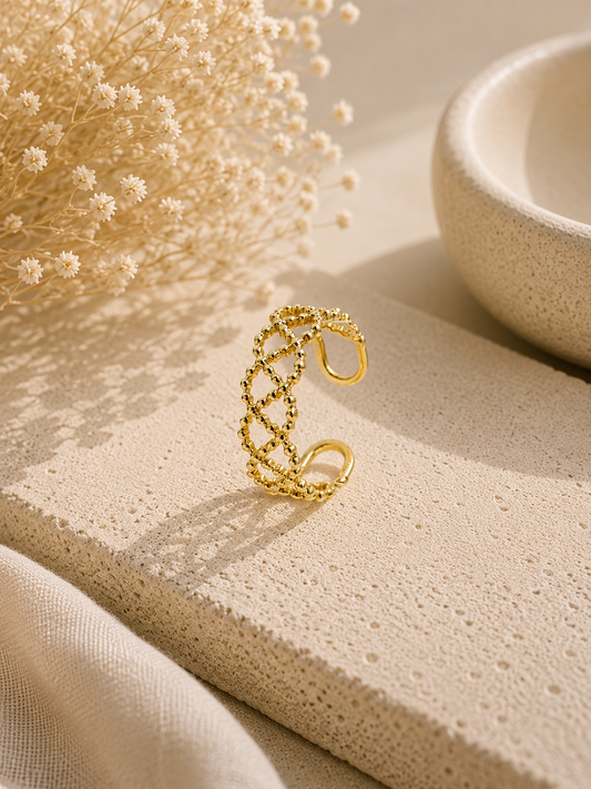GEBAN - Bague dorée aux formes géométriques
