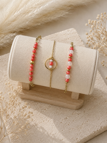 Bracelet NEVA – Quartz blanc et perles de couleur