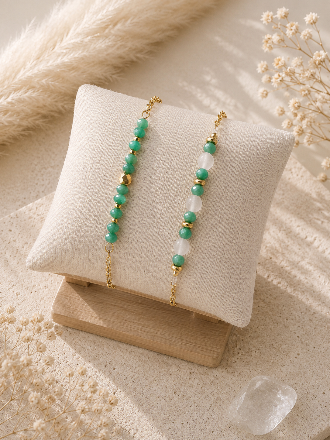 Bracelet NEVA – Quartz blanc et perles de couleur