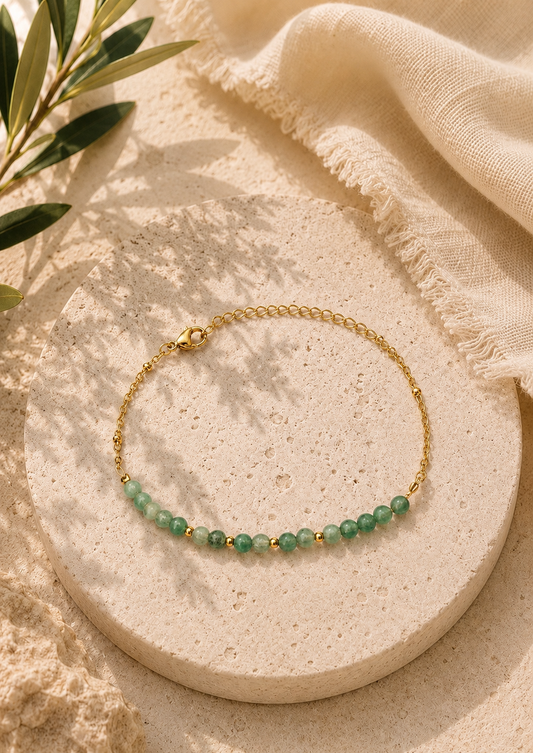LENA - Bracelet doré, pierres naturelles