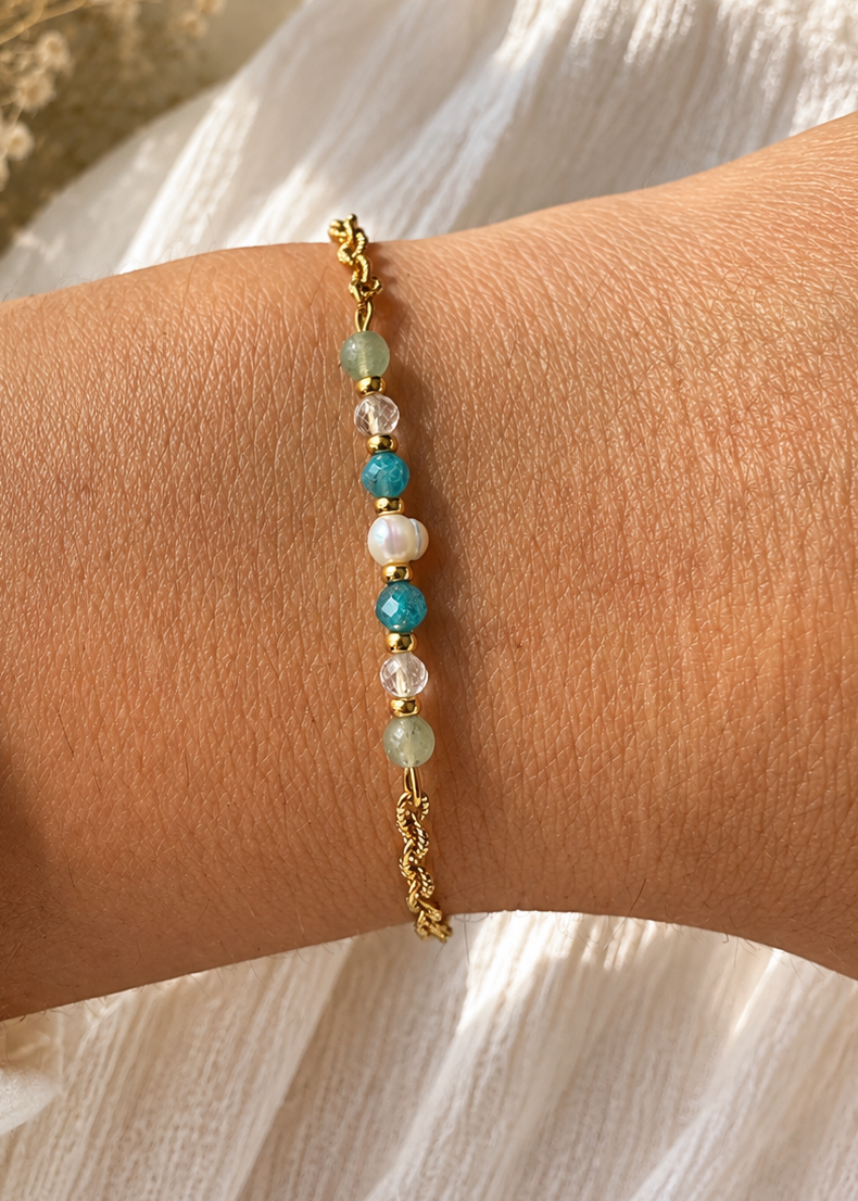 LAGUNE MINI - Bracelet pierres naturelles et perle d'eau douce
