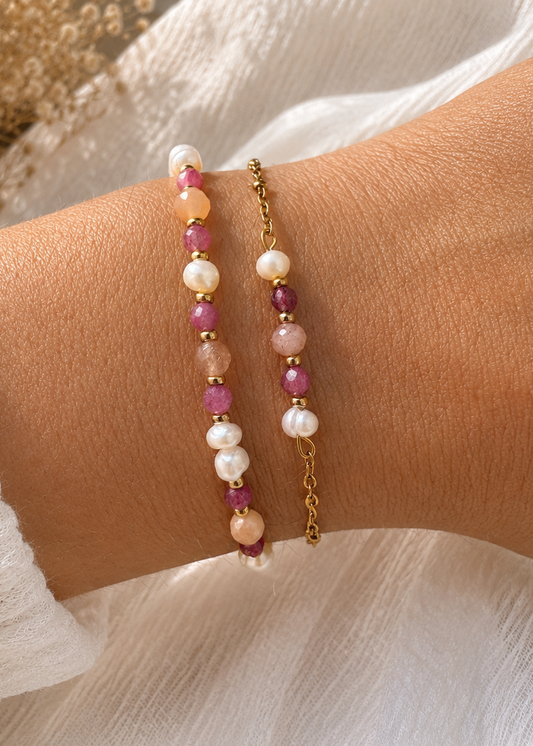 RAYONNA MINI - Bracelet pierres naturelles et perle d'eau douce