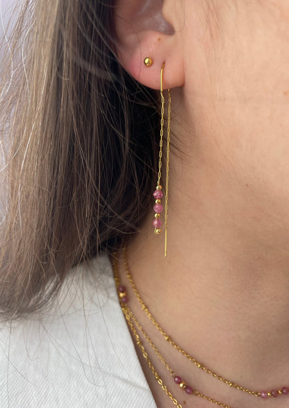 LOUANE - Chain and fine stone dangling earring (individually)