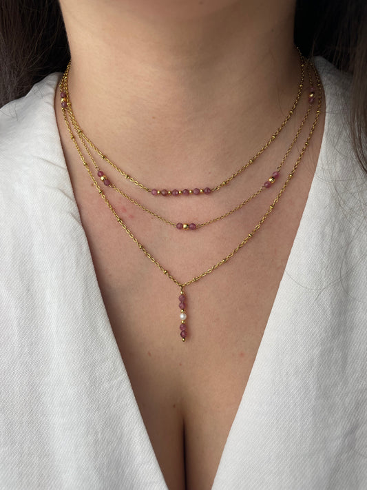ELINA - Collier 1 chaine composé de pierres naturelles