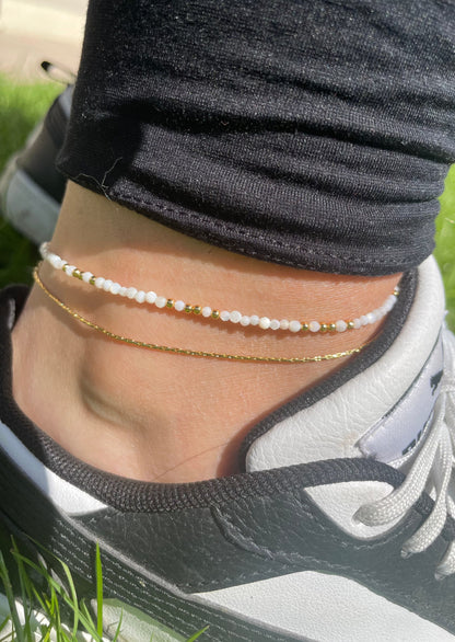 MILLIE - Gold and mother-of-pearl ankle bracelet