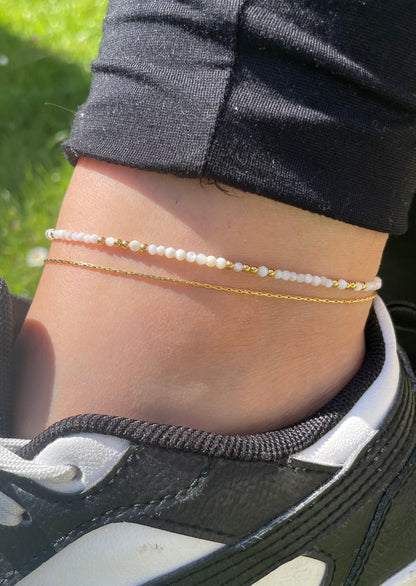 MILLIE - Gold and mother-of-pearl ankle bracelet