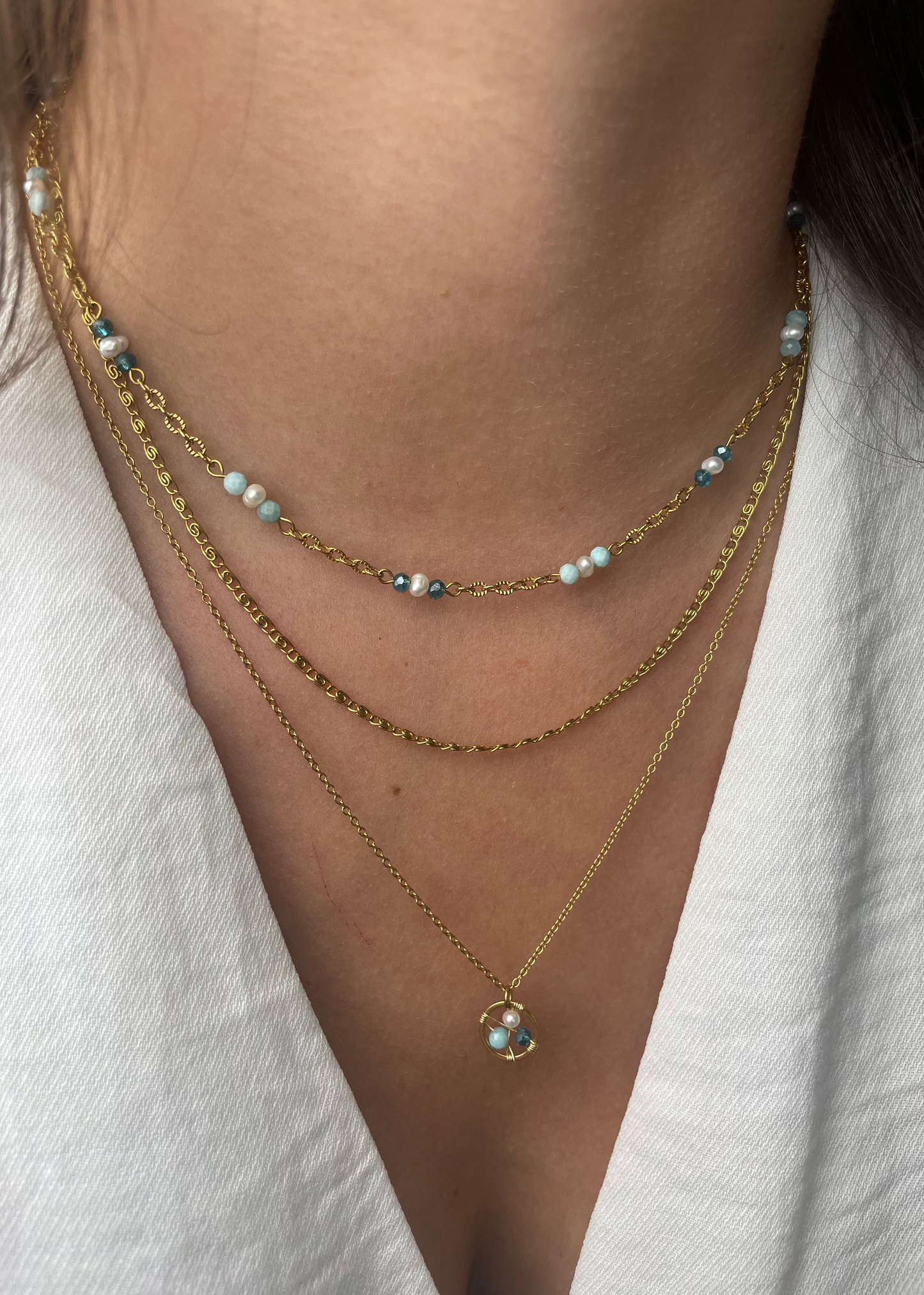 MAYLINE - Collier perles d'eau douce et pierres fines