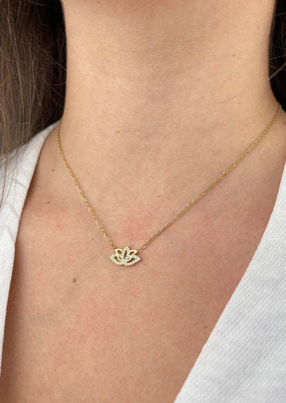 LOTUS - Lotus flower and zirconia necklace