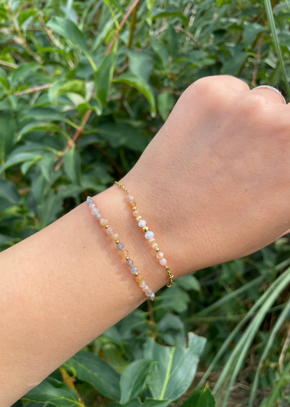 LENA - Golden bracelet, natural stones (Quartz)