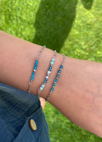 NINON - Bracelet perles d'eau douce et pierres fines