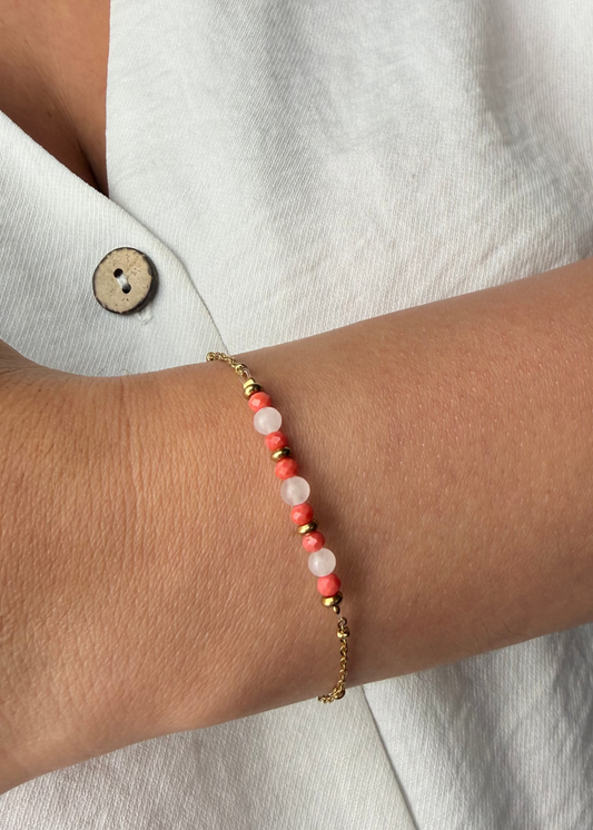 Bracelet NEVA – Quartz blanc et perles de couleur