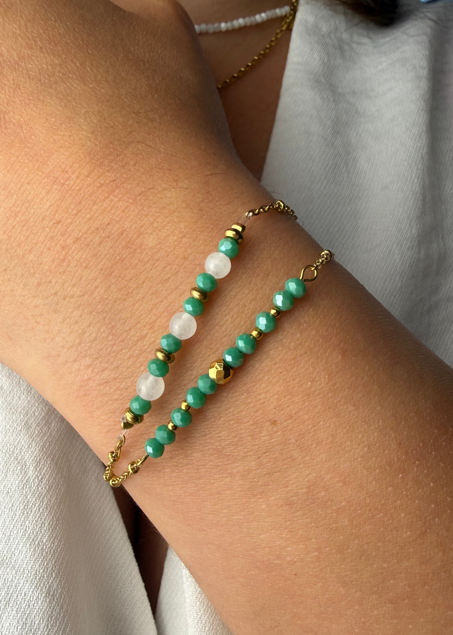 Bracelet NEVA – Quartz blanc et perles de couleur