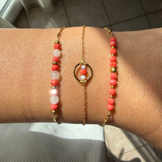 Bracelet NEVA – Quartz blanc et perles de couleur