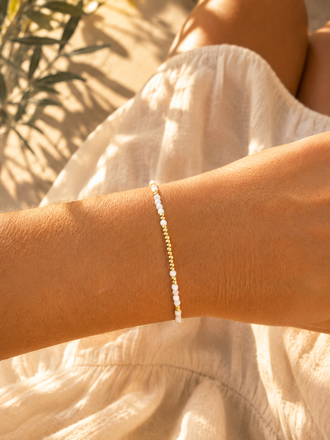 PILLIA Bracelet femme nacre doré