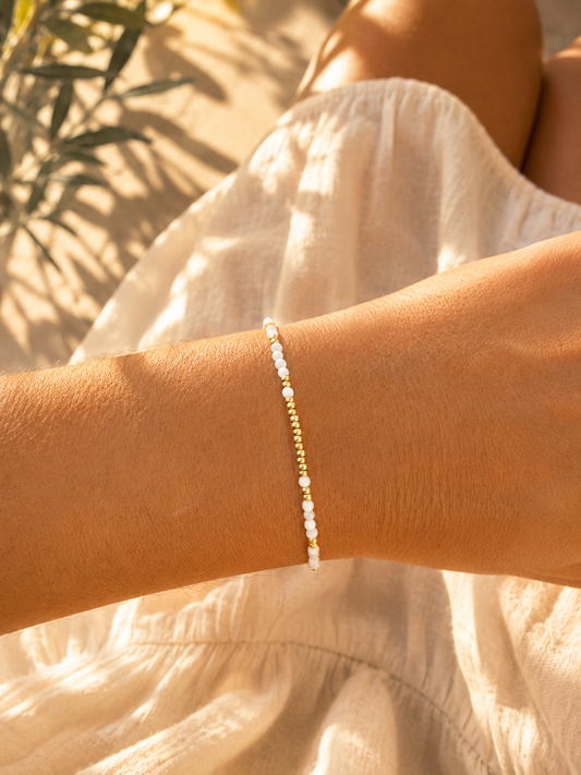 PILLIA Bracelet femme nacre doré