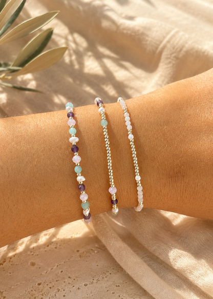 Trio bracelet argente et perle 