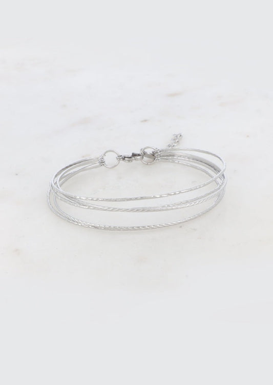 LIBERTY - Fine bangle and its 5 textured rings