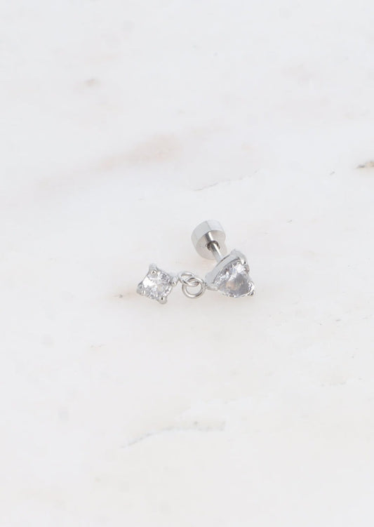 PILI - Ear piercing with heart and round crystal