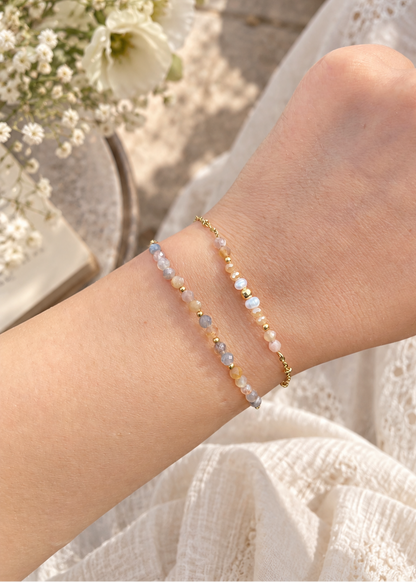 LENA - Vergoldetes Armband, Natursteine
