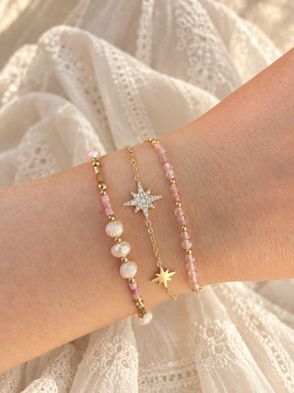 LENA - Vergoldetes Armband, Natursteine